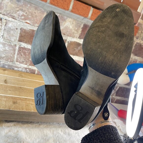 Paul Green Dallas Distressed Black Nubuck Ankle Bootie Size 8 - Picture 7 of 9